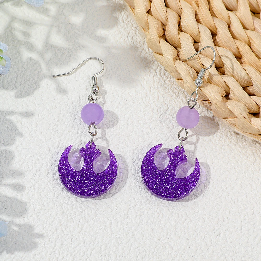 Purple Glitter Acrylic Earrings Fashion Cool Movie Periphery Cosplay Jewelry Accessory for Fans Creative Gift