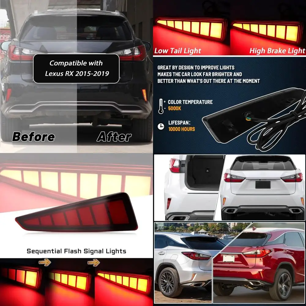 

Светодиодный задний отражатель, бампер, комплект противотуманных фар для Lexus RX350/RX450H 2016-2019, последовательный сигнал, 2 шт., красный стиль