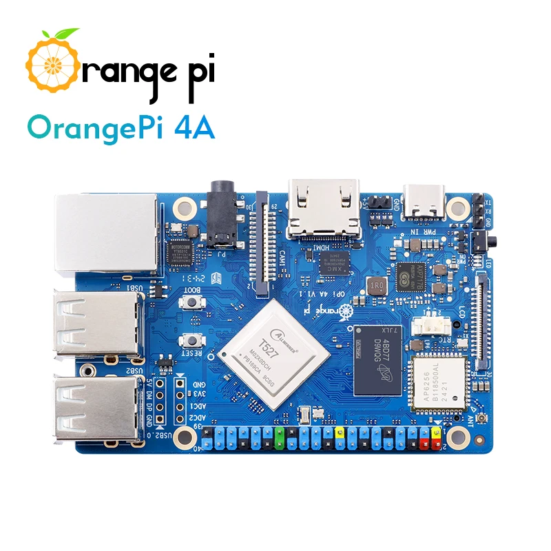 Orange Pi 4A 4GB RAM LPDDR4/4X Single Board Computer Allwinner T527 CPU,2 TOPS NPU,Gigabit Ethernet SBC ,M.2 2280 Slot, WiFi+BT