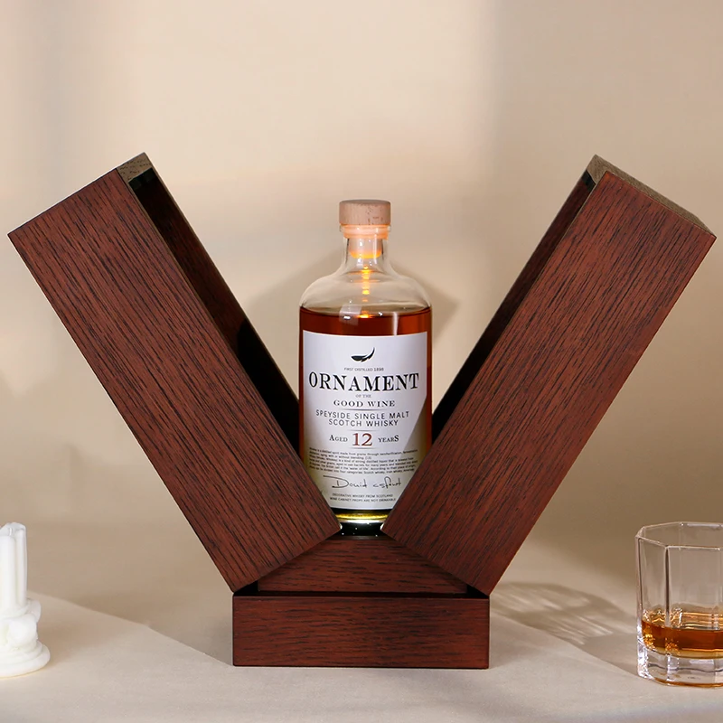 

Custom Double-Door Luxury New Design Wood Wine Box Handmade Eco-Friendly Whiskey Wooden Gift Packaging for WineUse