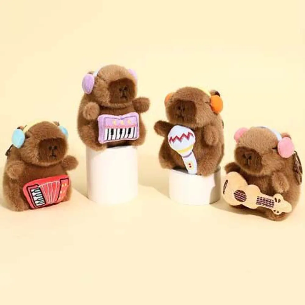 

Music Capybara Guitar Capybara Key Ring Piano Guitar Shape Cartoon Cartoon Keychain Plush Soft Animal Pendant Kids Gift