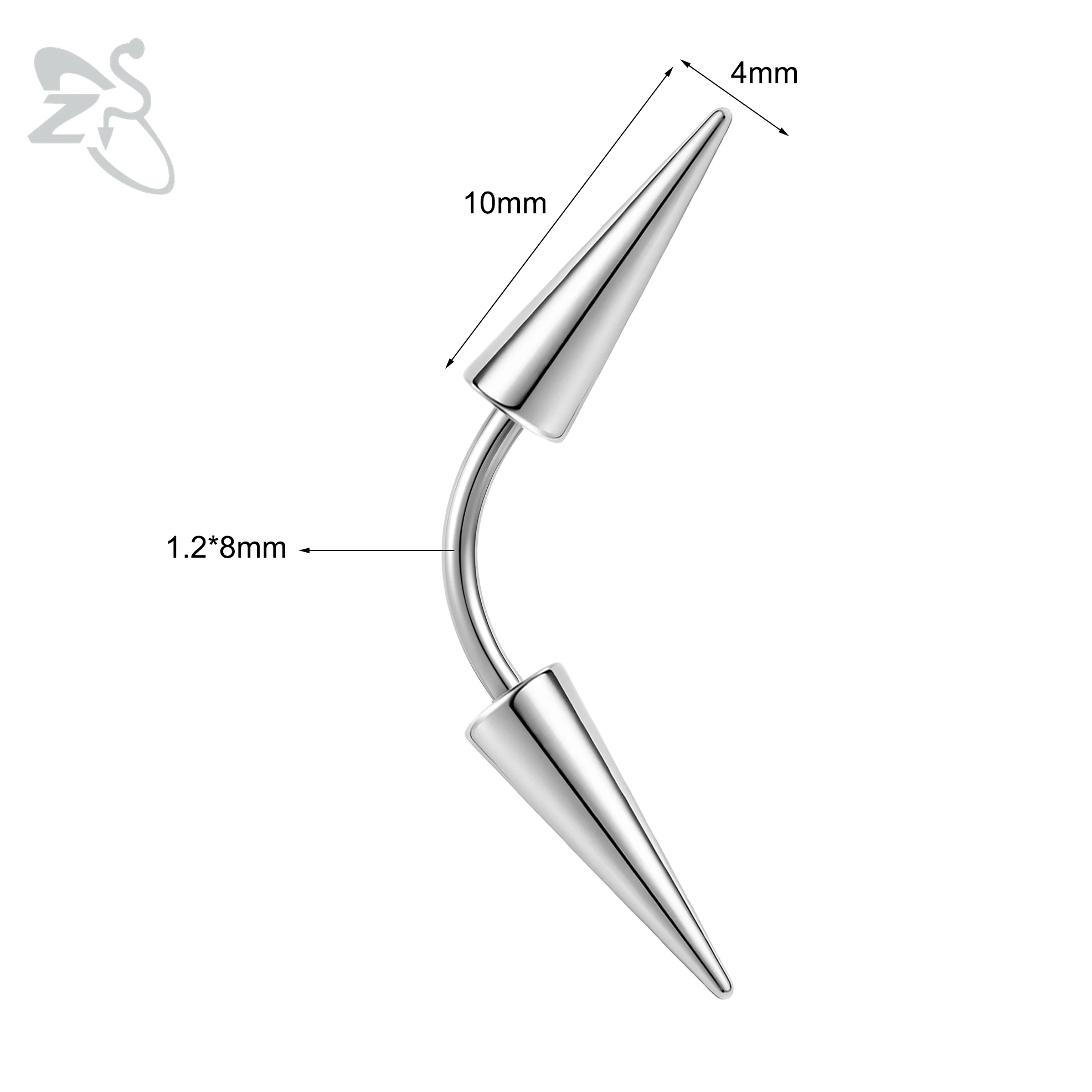 16G Stainless Steel Spike Eyebrow Ring, Unisex