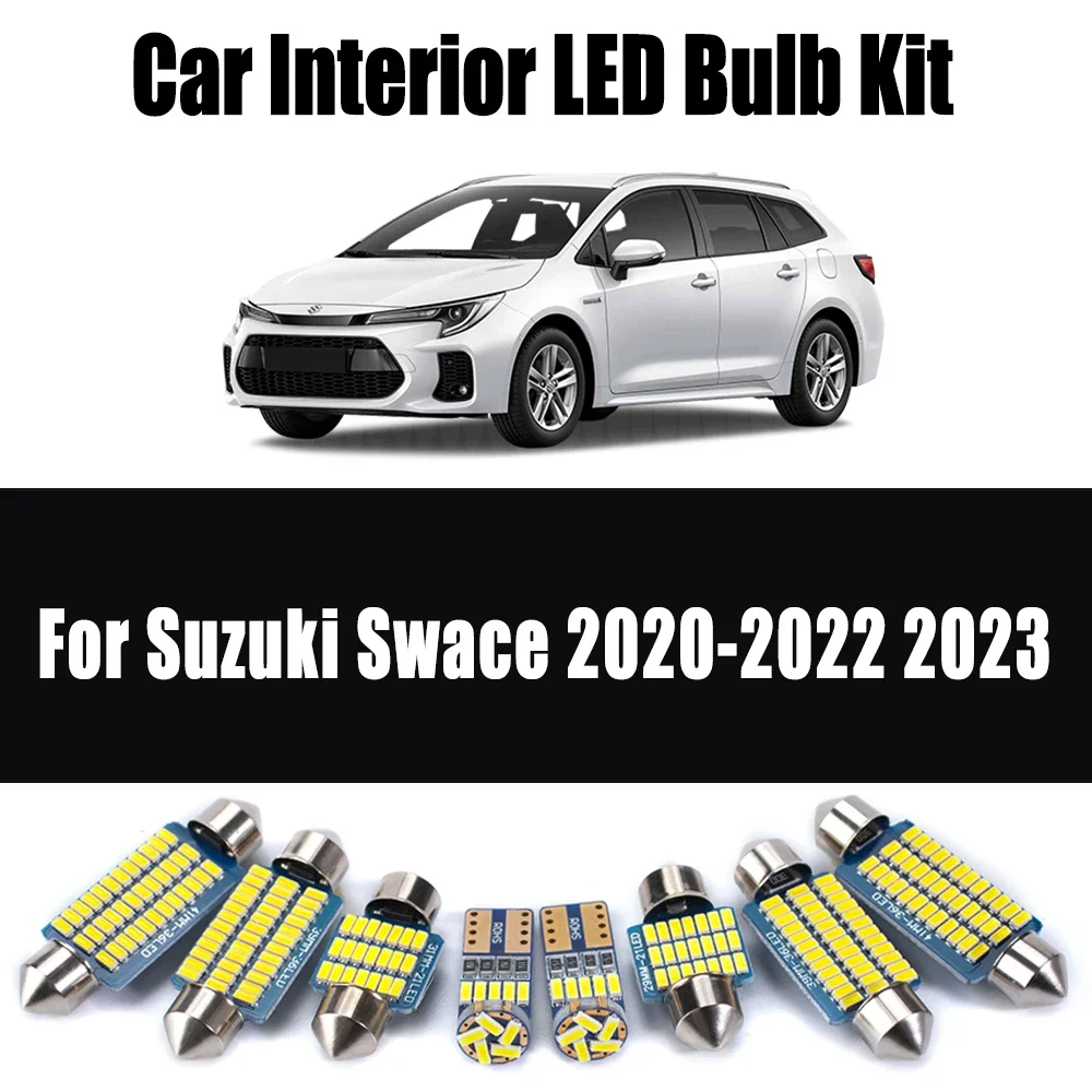 

12Pcs Canbus Vehicle LED Interior Map Dome Trunk Vanity Mirror Light Kit For Suzuki Swace 2020-2023 License Plate Reading Bulbs