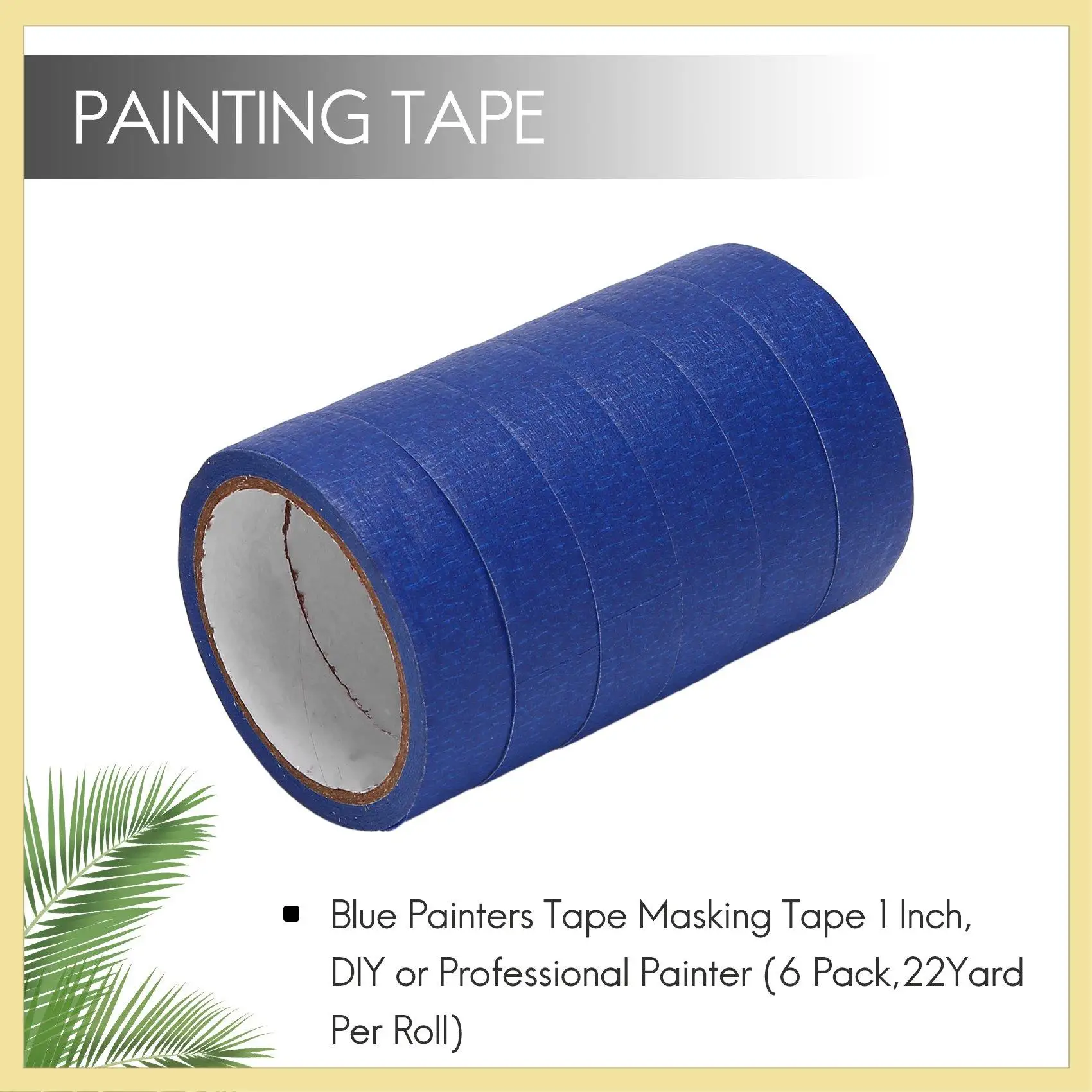 

TTKK-Blue Painters Tape Masking Tape 1 Inch, DIY Or Professional Painter (6 Pack,22Yard Per Roll)
