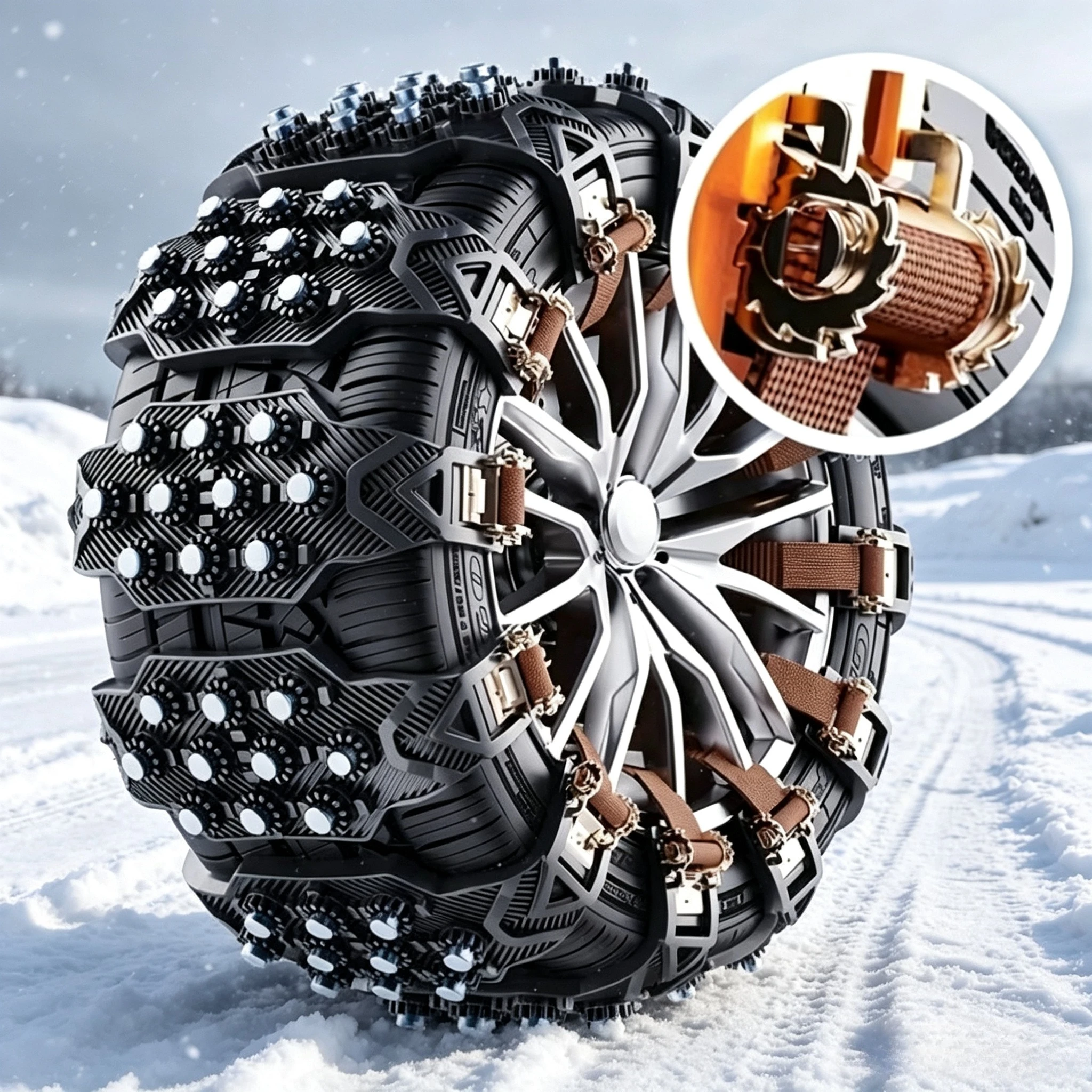 1-5PCS Tire Chains TPU Durable Anti Slip Adjustable Universal Snow Mud Traction for SUV Sedan Off Road Vehicle Winter Mountain