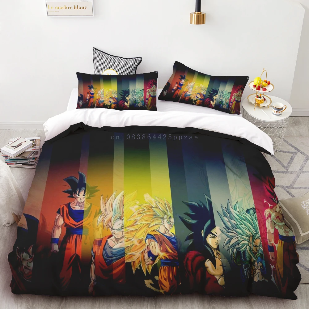 3pc Duvet Cover Dragon Ball Bedding Set Anime Goku Comforter Quilt Cover Single Twin Full Queen Size 3d Kids Adult Boys Gift