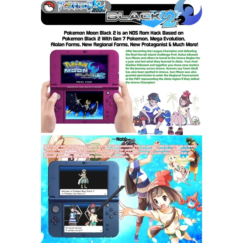 Karta do gry NDS Pokemon Moon Black 2, pudełkowa wersja amerykańska, angielska 3DS DS