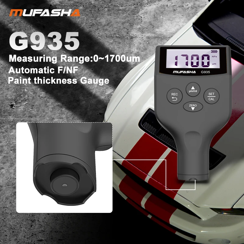 MUFASHA G935 Coating Thickness Gauge 0.1 Micron 0~1900um Fe and NFe Car Paint Film Tools Thickness Tester