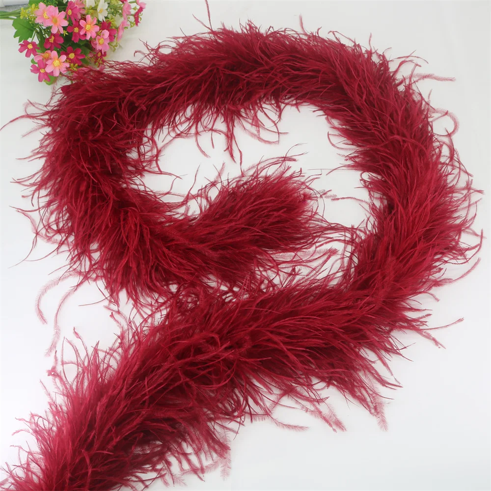 6 Layer Ostrich Feathers Boa Wedding Accessories Plumas De Faisan 2 Meters Clothing Plume Art and Craft Supplies Party Dresses