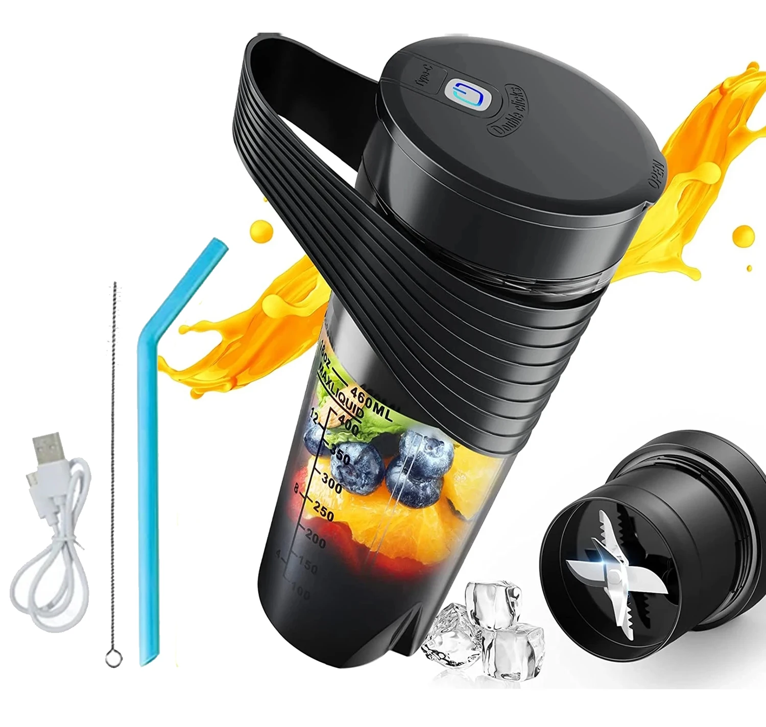 New Portable Blender Juicer Type-C Charging Personal Smoothie Blender Fresh Juice Mixer Machine Sport Travel Shakes Stirr