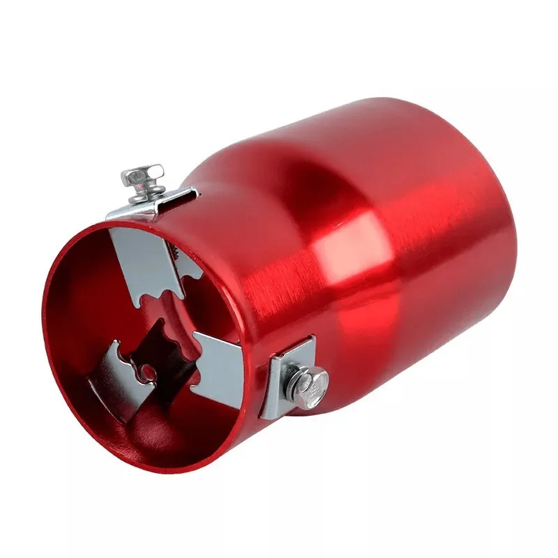 Red Round Shape Car Exhaust Muffler Tip Straight Pipe 63mm 2.5‘’ Inlet
