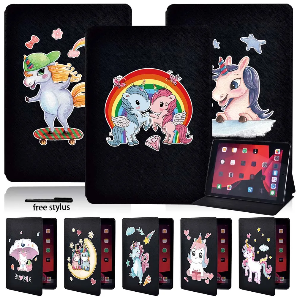 Cover Case for Apple IPad Air 3 10.5/Pro 11 2018 2022/iPad 2 3 4/iPad (5th/6th/7th Gen)/Pro 10.5- Cute Unicorn Tablet Case + Pen