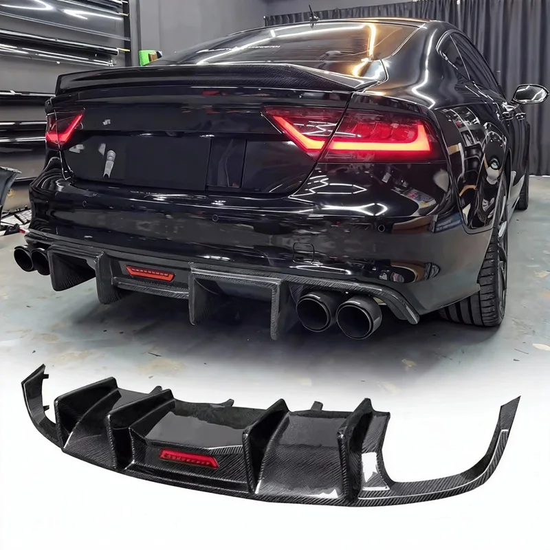 Car A7 S7 C7 Real Carbon Fiber Rear Bumper Diffuser S7 Style Bumper Splitter Lip for Audi A7 S7 C7 2009-2015
