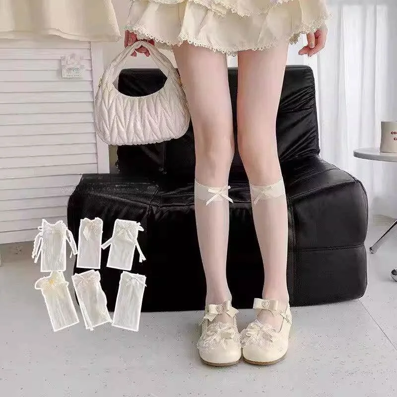 meias-altas-estilo-ballet-para-mulheres-finas-e-de-verao-cor-branco-leite-moda-coreana