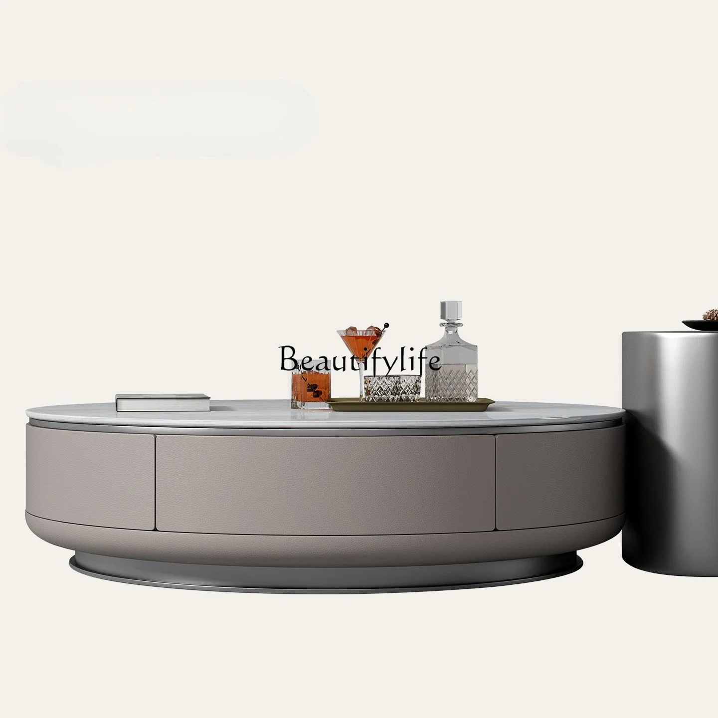 

FG17Italian Style Round Marble Coffee Table Living Room Home Light Luxury High-end Sense Irregular Coffee Table Set