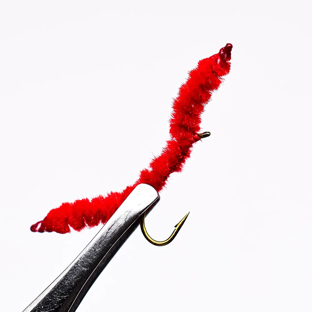 Topranc San Juan Worm Red Nymphs Fly Fishing Trout Lure Baits Hand Tied Fly Hook