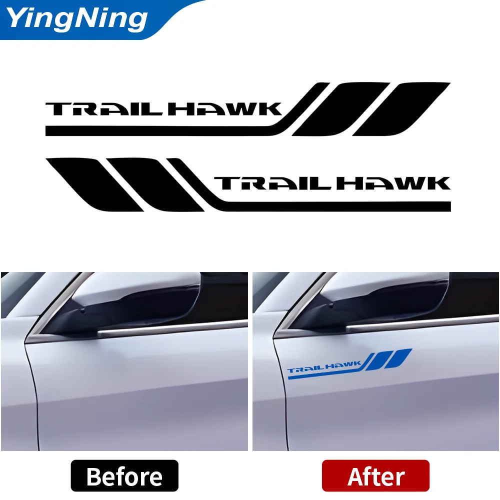 2pcs Car Side Decorative Sticker Car Body Fender Reflective Decal Vinyl Bumper Door Stickers For Jeep TRAILHAWK Auto Accessories