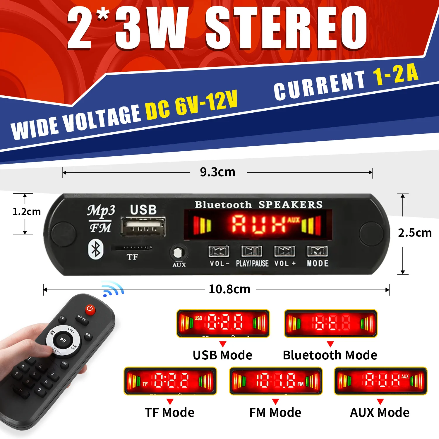 12V 6W zesilovač DIY MP3 WMA WAV opice FLAC dekodér deska   Bluetooth 5.0 volat nahrávka USB TF FM rádio mp3 muzika hráč reproduktor