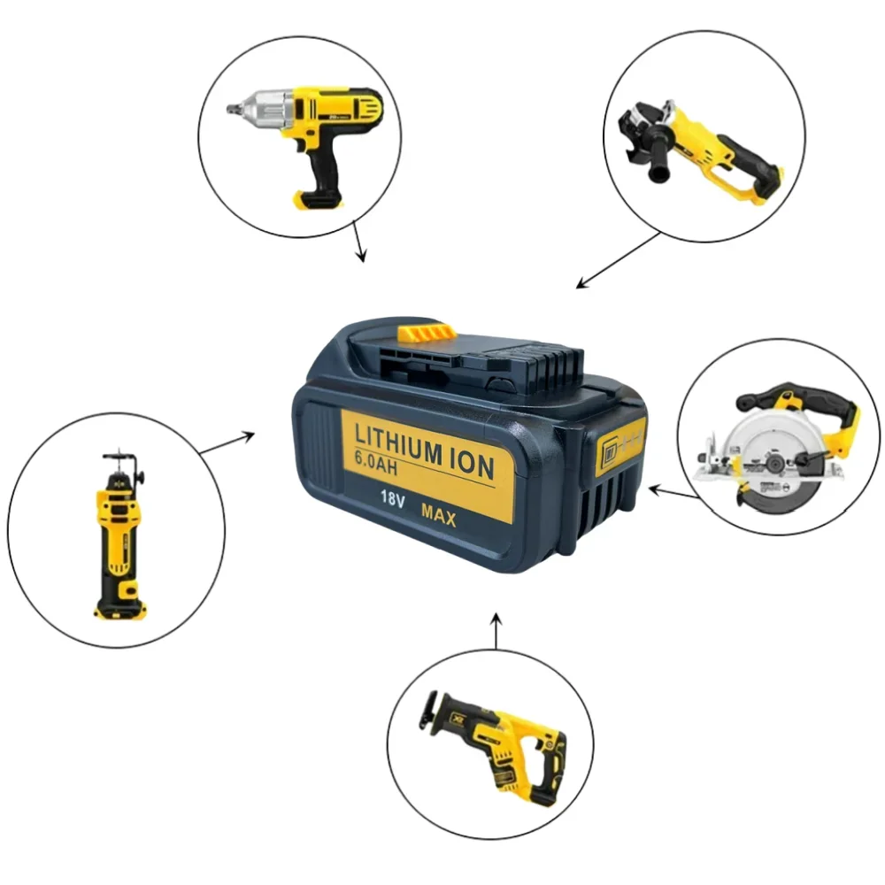 For DeWalt 18V 6000/8000/10000mAh Rechargeable Power Tools Battery with Lithium ion  Dcb200 Dcb201 Dcb201-2 Dcb204