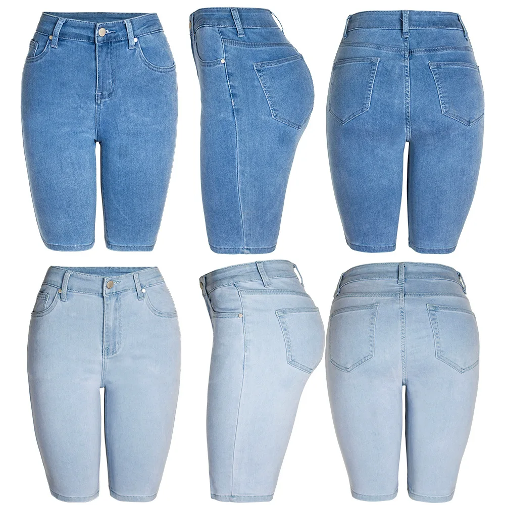 Imagem -05 - Elásticos Jeans de Cor Clara Feminino Verão Cinco Jeans Feminino