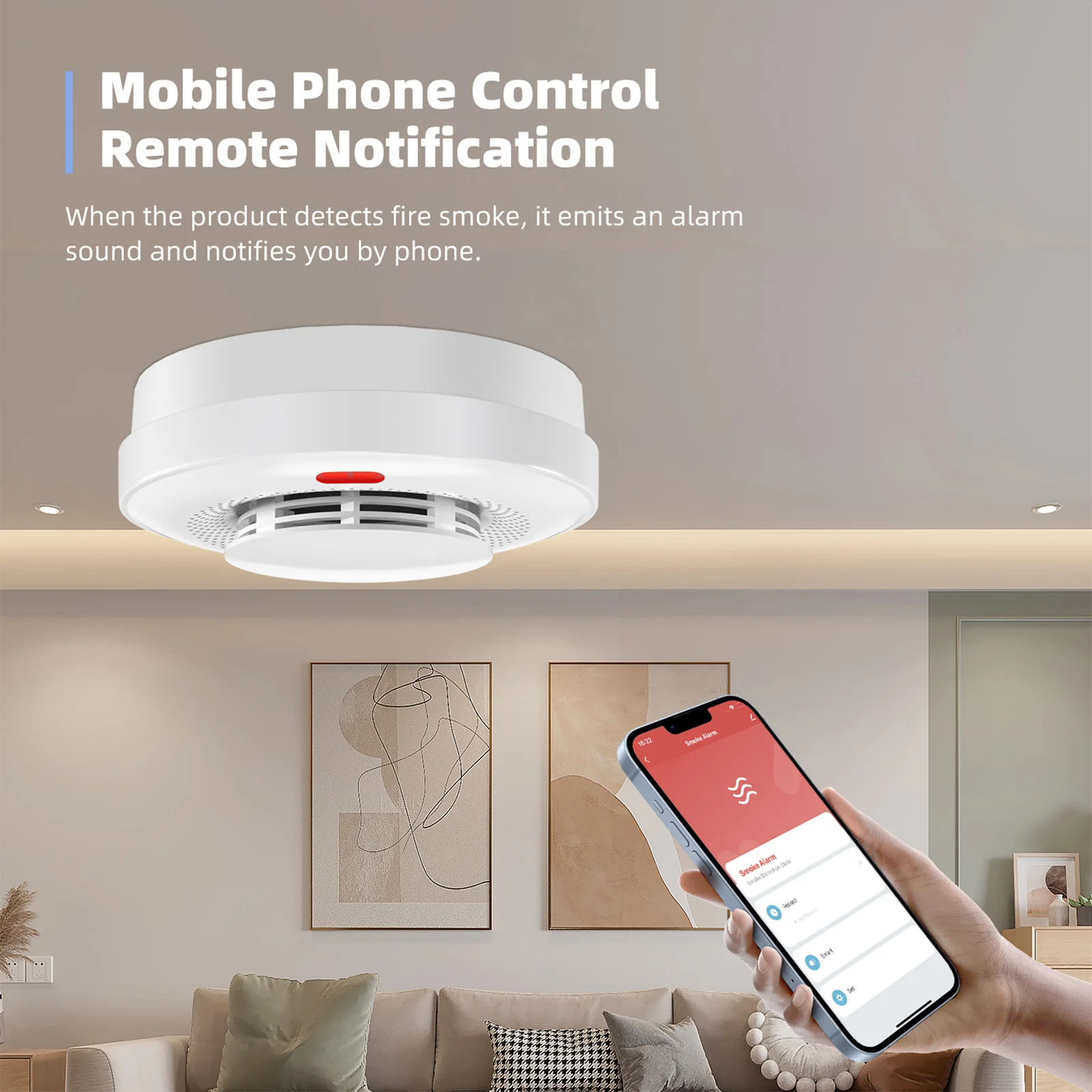 Wifi Slimme Rookmelder Brandrookmelder Auto-Check Tuya App 360 Graden Detectie Remoting Controle Voor Home Rv Hotel Kantoor