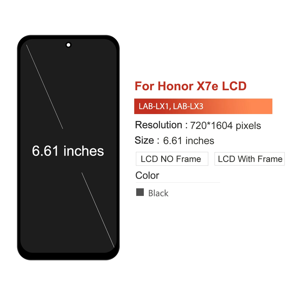 For Honor X7E LCD Display Touch Screen Digitizer Assembly Replacement for LAB-LX1 LAB-LX3 - Repair Part for Mobile Devices