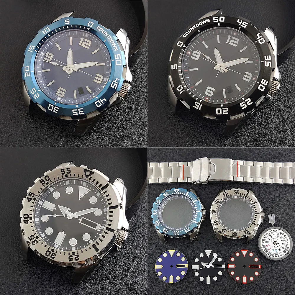 nh35 case 44mm case watch men\'s steel case FIT NH36 movement case watch accessories stainless steel case dial SRP559J1 605J2