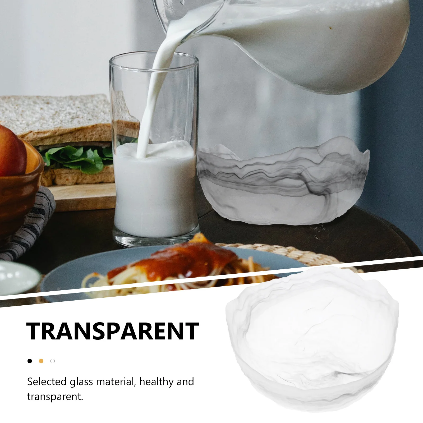 

Clear Glass Bowls Fruit Serving Decorative for Kitchen Food Container Salad Dessert