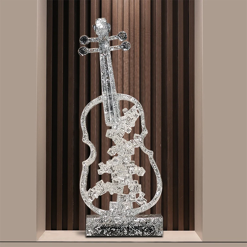 Luxury Living Room Transparent Resin Statue TV Cabinet Wine Cabinet Model Home Decor Modern Art Music Figurine Violin Sculpture