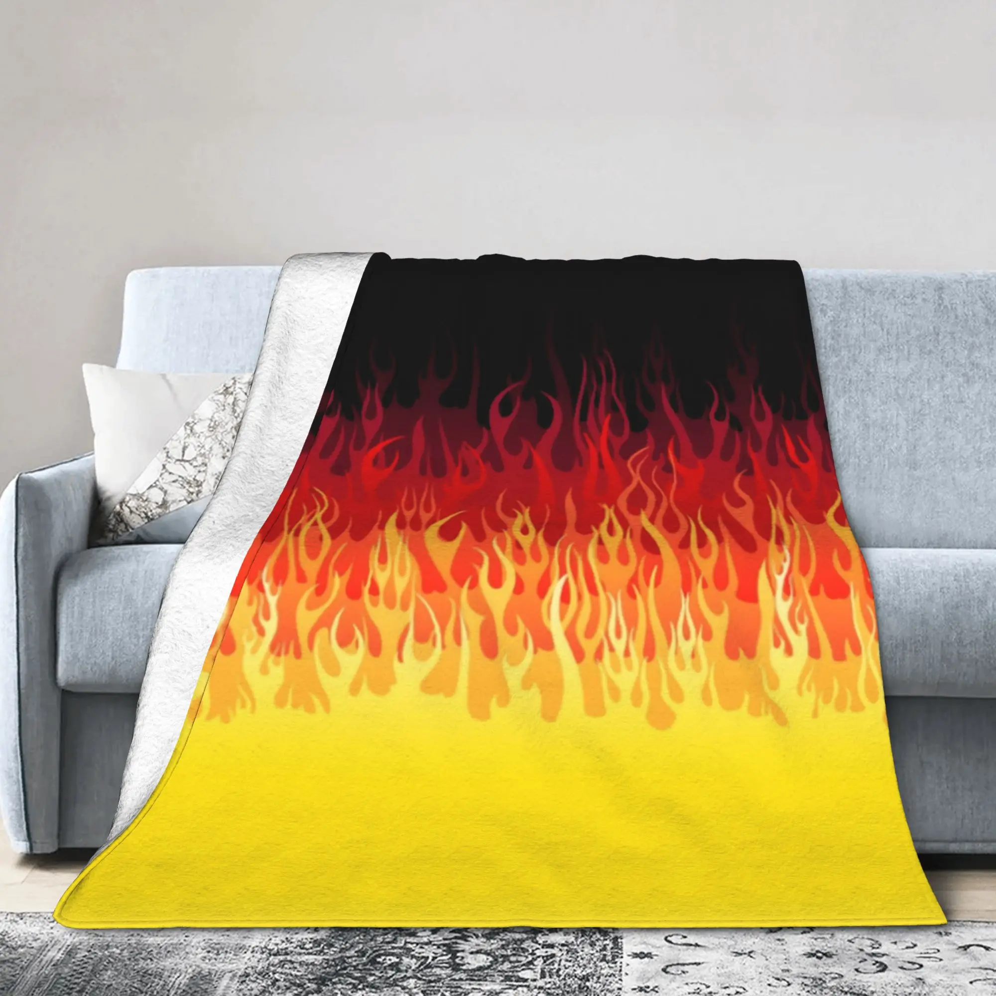 Custom Red Burning Fire Racing Flames Blanket 3D Print Soft Flannel Fleece Throw Blankets for Travel Bedding Sofa Bedspreads