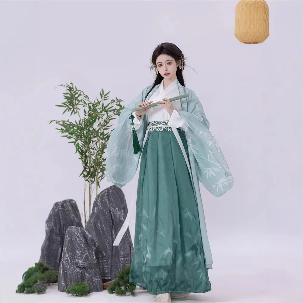 

Wei and Women's Han Chinese Clothing Large Sleeves Collar Waist Dress Style Spring Autumn for Students