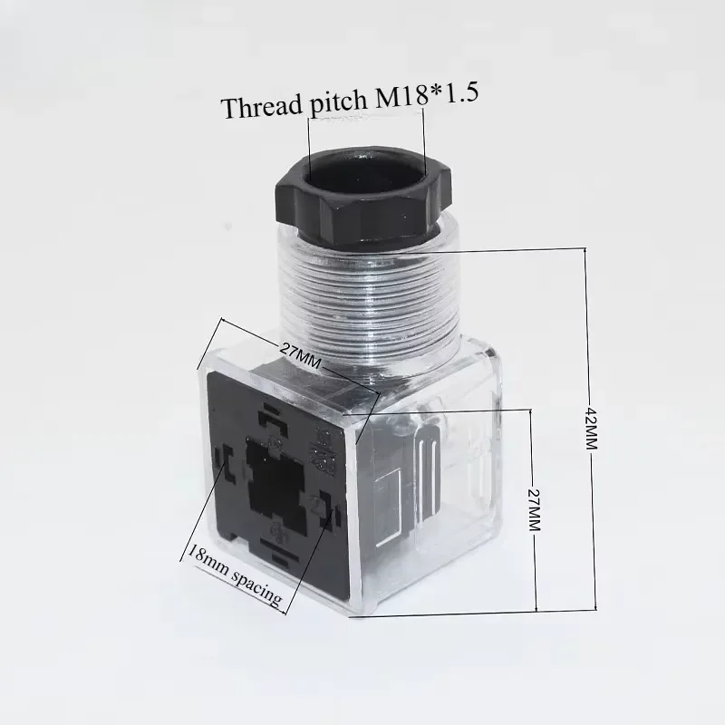 24V Hydraulic Solenoid Valve Junction Box Lamp Holder 0200TA Solenoid Valve Plug Transparent White 220V with Indicator Light
