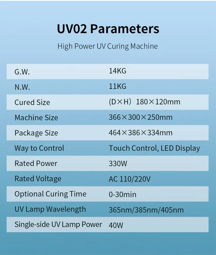 Imagen 2 del producto Máquina de curado UV de laboratorio Dental de 330W, curado integral de alta velocidad con pantalla Led para longitud de onda de lámpara UV de 365nm/385nm/405nm