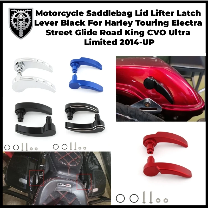 Motorcycle Saddlebag Lid Lifter Latch Lever Black For Harley Touring Electra Street Glide Road King CVO Ultra Limited 2014-UP
