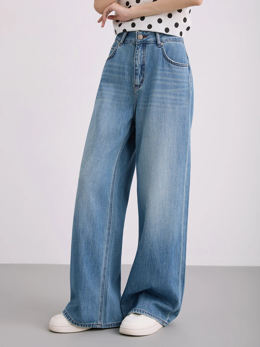 

Весна 2026: Женские джинсы из чистого хлопка, свободного кроя, с высокой талией, прямые, премиум-класса, модные, комфортные, средней посадки, длинные брюки