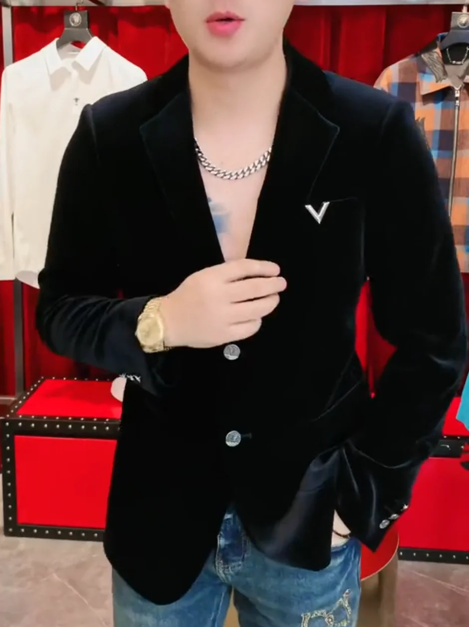 

Мужской модный мягкий вельветовый деловой повседневный пиджак: новинка весна-осень, универсальный, комфортный, приталенный крой, длинный рукав