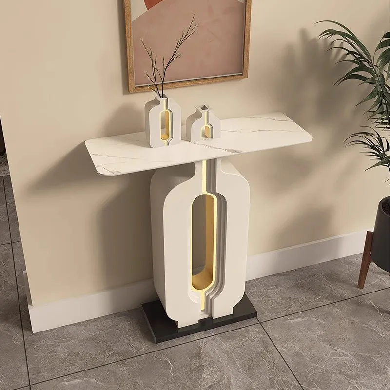 New Chinese-style entrance table light luxury simple modern high-end cabinet rock slab entrance front door entrance table