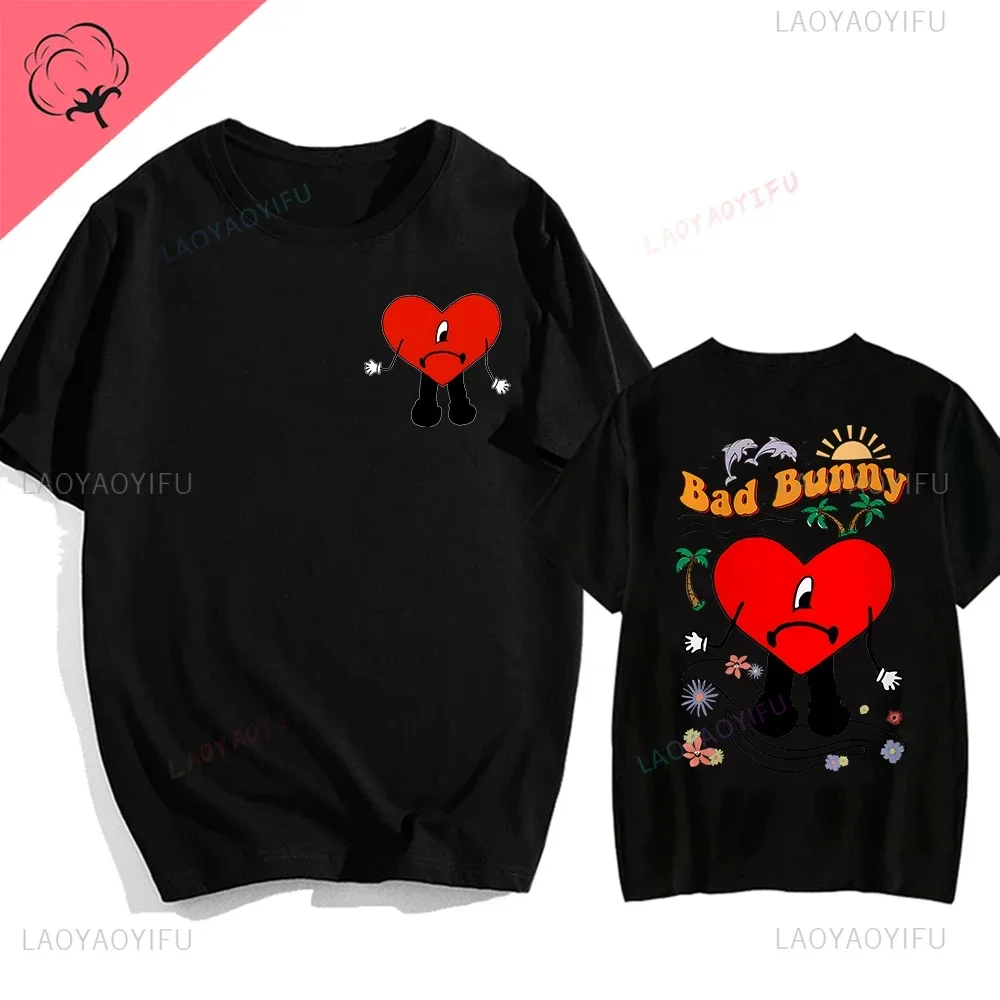 VERANO SIN TI cartoon Harajuku printed T-shirt for men and women Juice worlldd Bad Bunnnyy Hip-hop short-sleeved crewneck top