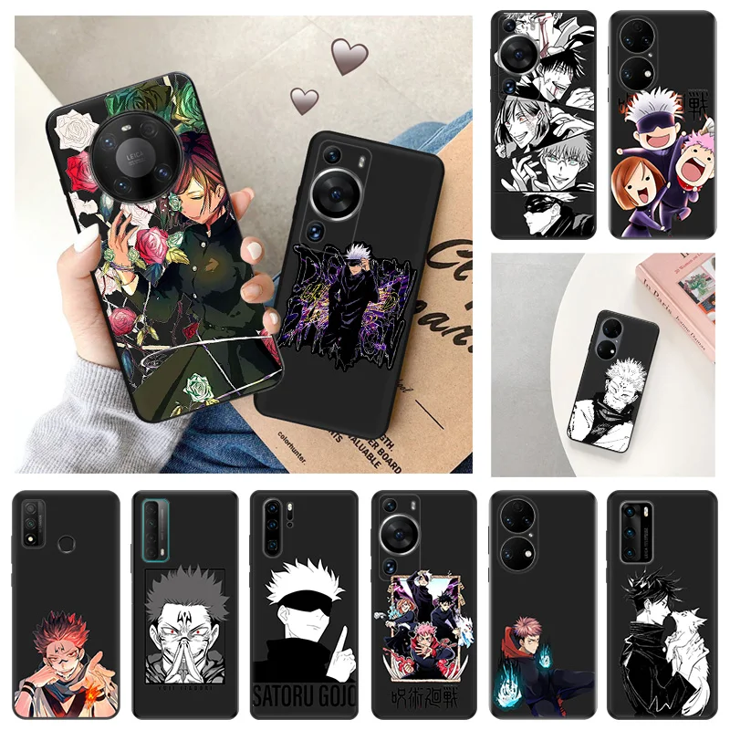 Ultra Thin Soft Case For Huawei P40 P30 Lite P20Pro P Smart Moto G200 G30 G31 One Fusion Jujutsu Kaisen Cartoon Black Back Cover