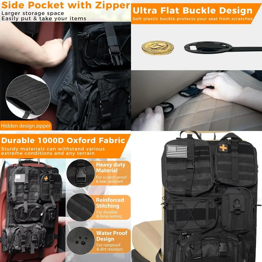 

Тактический органайзер на спинку сиденья, панель органайзера для автомобильного сиденья Molle с 5-съемным чехлом Molle для автомобиля, грузовика, Ford Jeep, Mili