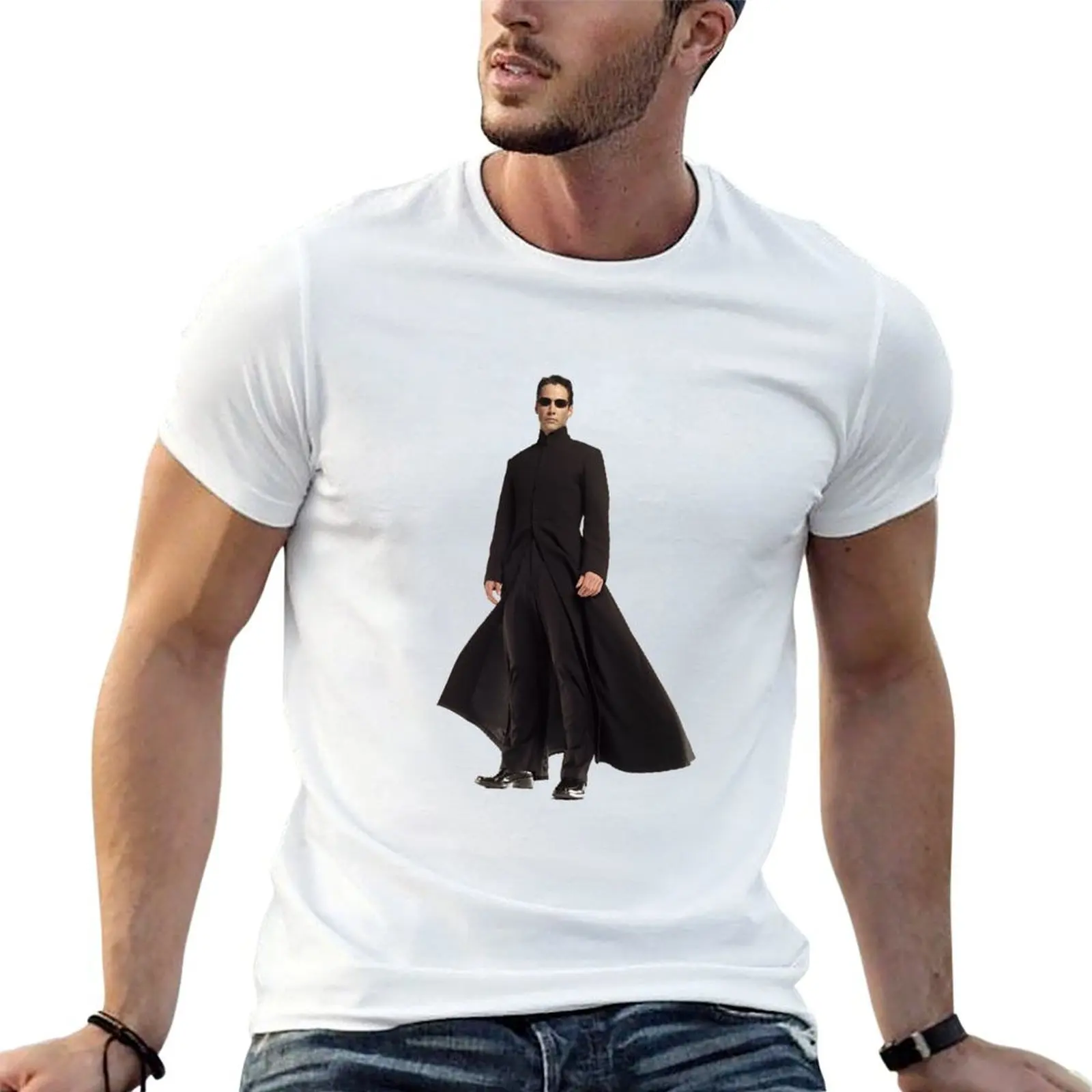 Camiseta Neo Enter the Matrix com estampa de anime, camisetas oversize para homem, camiseta engraçada de algodão, camiseta casual masculina