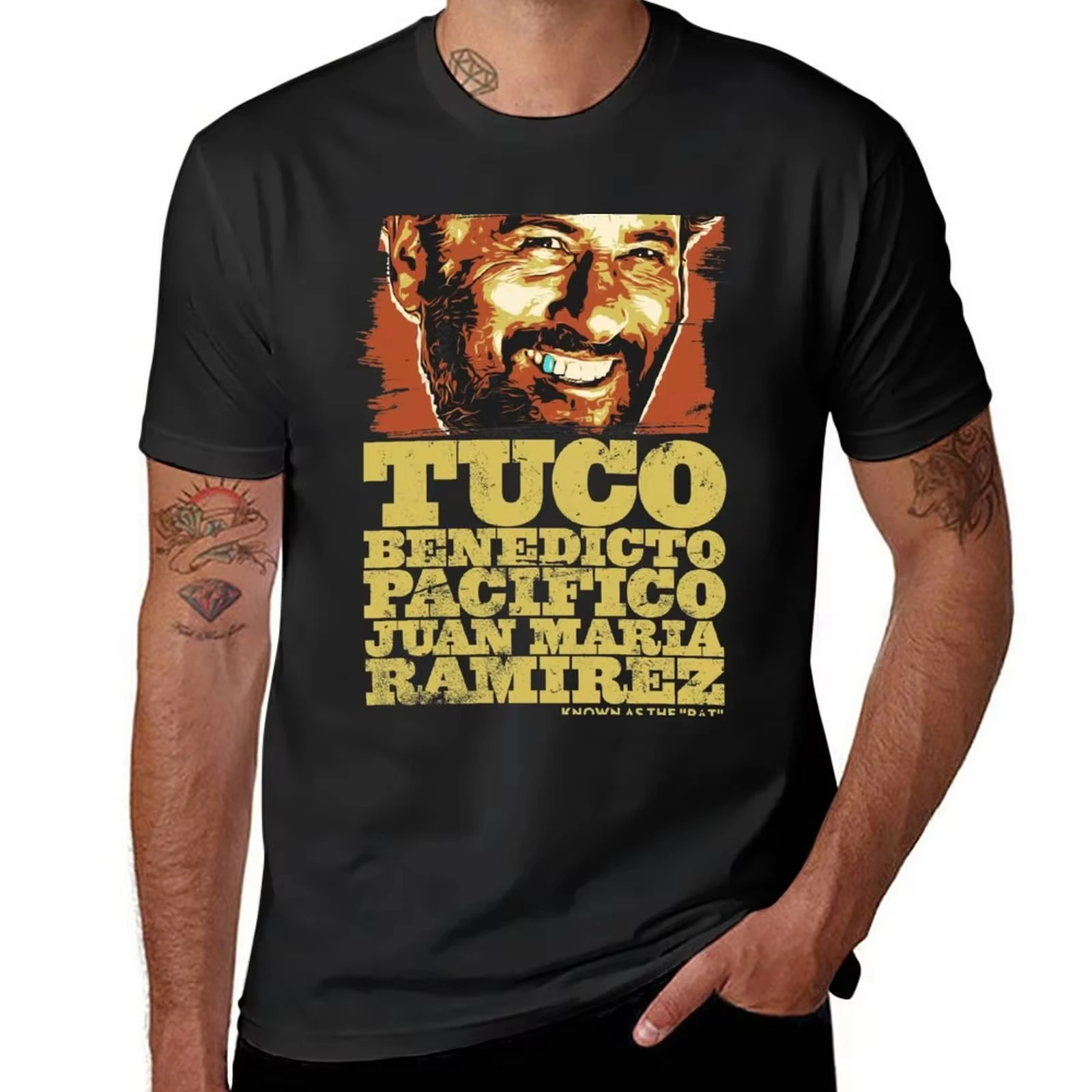 

Tuco Benedicto Pacifico Juan Maria Ramirez Graphic Breathable Round Neck Loose Tees Cotton Oversized Retro Shirts for Men Tops
