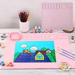 Multifunctional Silicone Painting Mat Waterproof Non-Stick Oil Painting Sheet For Kids Art Drawing Pad School Stationery Supplie