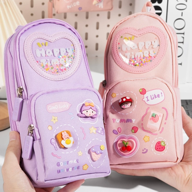 3D Schoolbag-Shaped Pencil Pouch for Girls Boys Kids ,Big Capacity Pen and Pencil Stationery Organizer Bag with Zippers