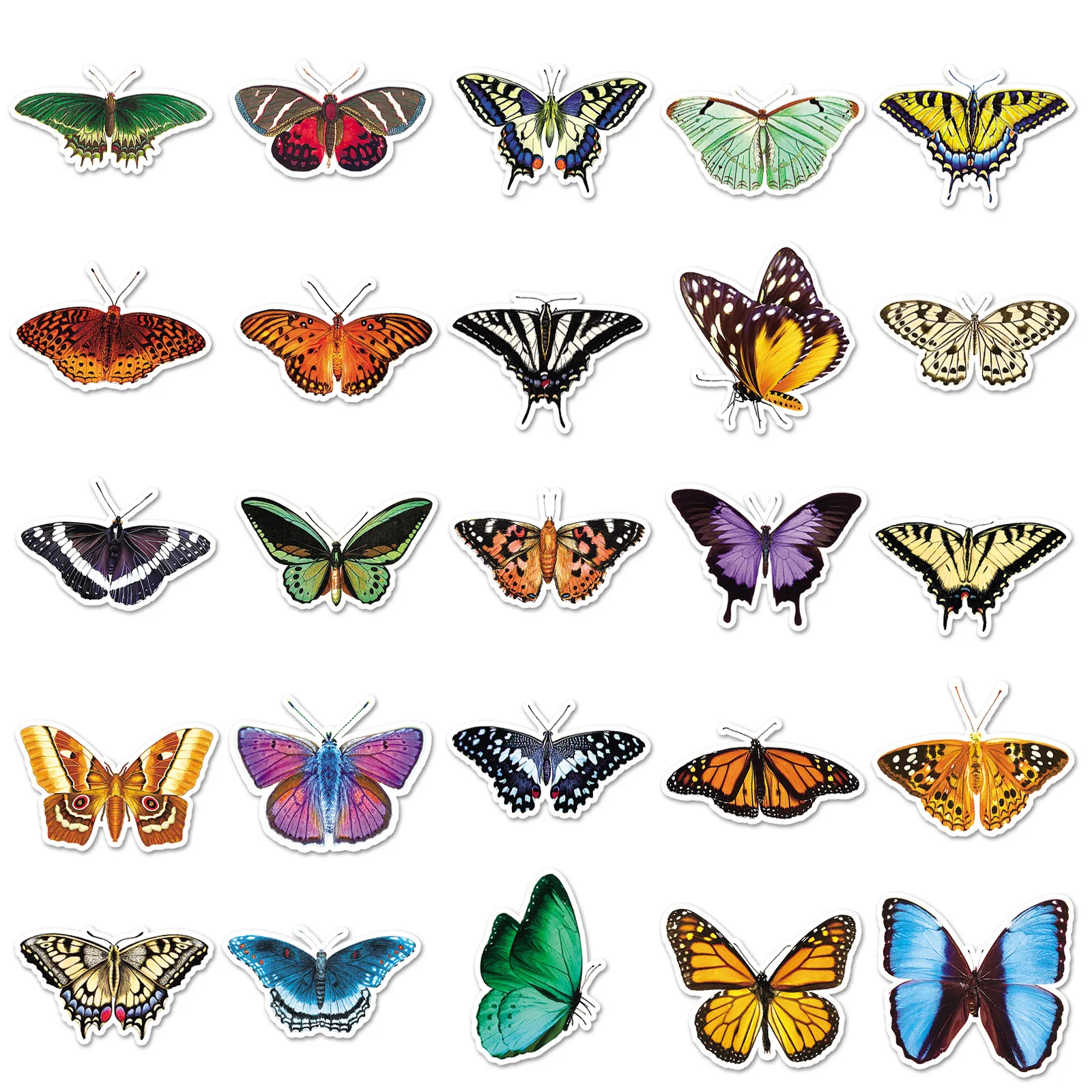 Autocollants papillon colorés imperméables, 50 pièces, insectes créatifs, Graffiti, jouets de décoration, bagages, ordinateur portable, tasse d'eau, guitare