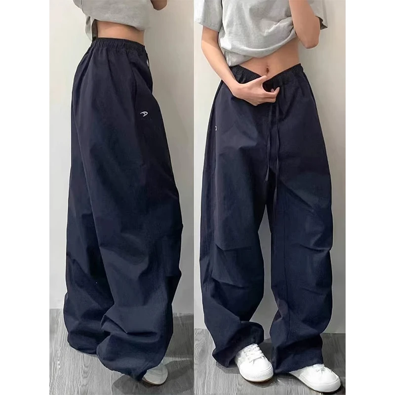 

Мужские свободные брюки прямого кроя с высокой талией, быстросохнущие, больших размеров, в американском ретро-стиле, летние, повседневные, модные