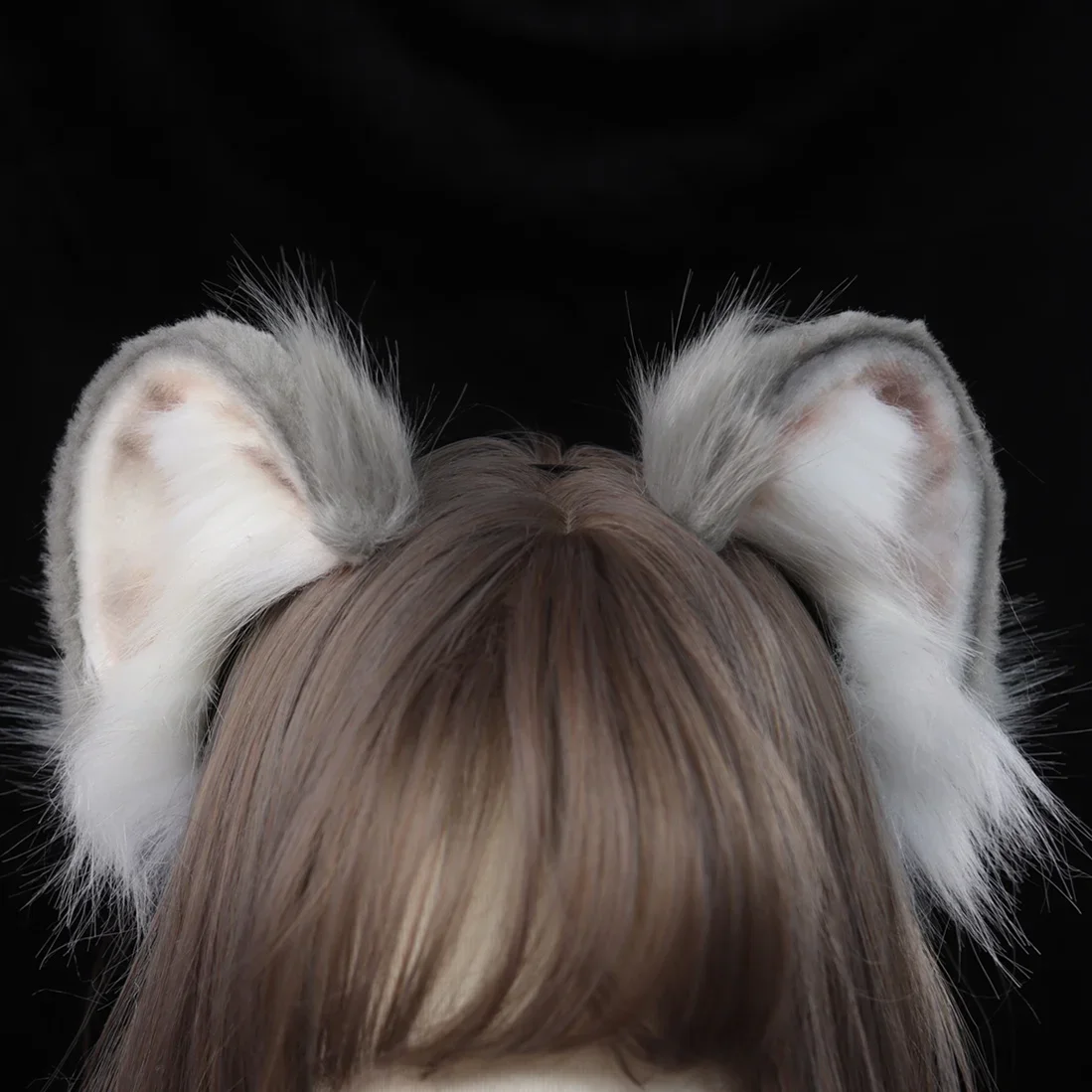 

Handmade Original Beast Animals Mouse Ears Hairhoop Gray Headwear for Carnaval Gothic Lolita Christmas Halloween Cosplay
