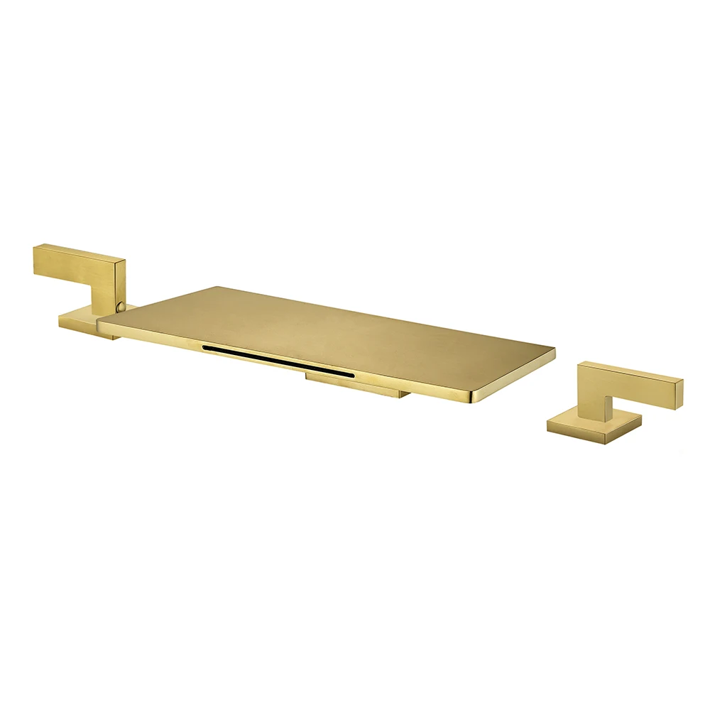 3 Holes Deck Mounted Matt Black brushed golden brushed nickel Waterfall Shower Mixer Brass Bathtub Faucets