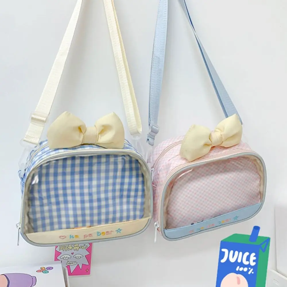 

Ins Style Transparent Badge Windows Crossbody Bag Anime Casual Shoulder Bag Bowknot Display Goods Bag