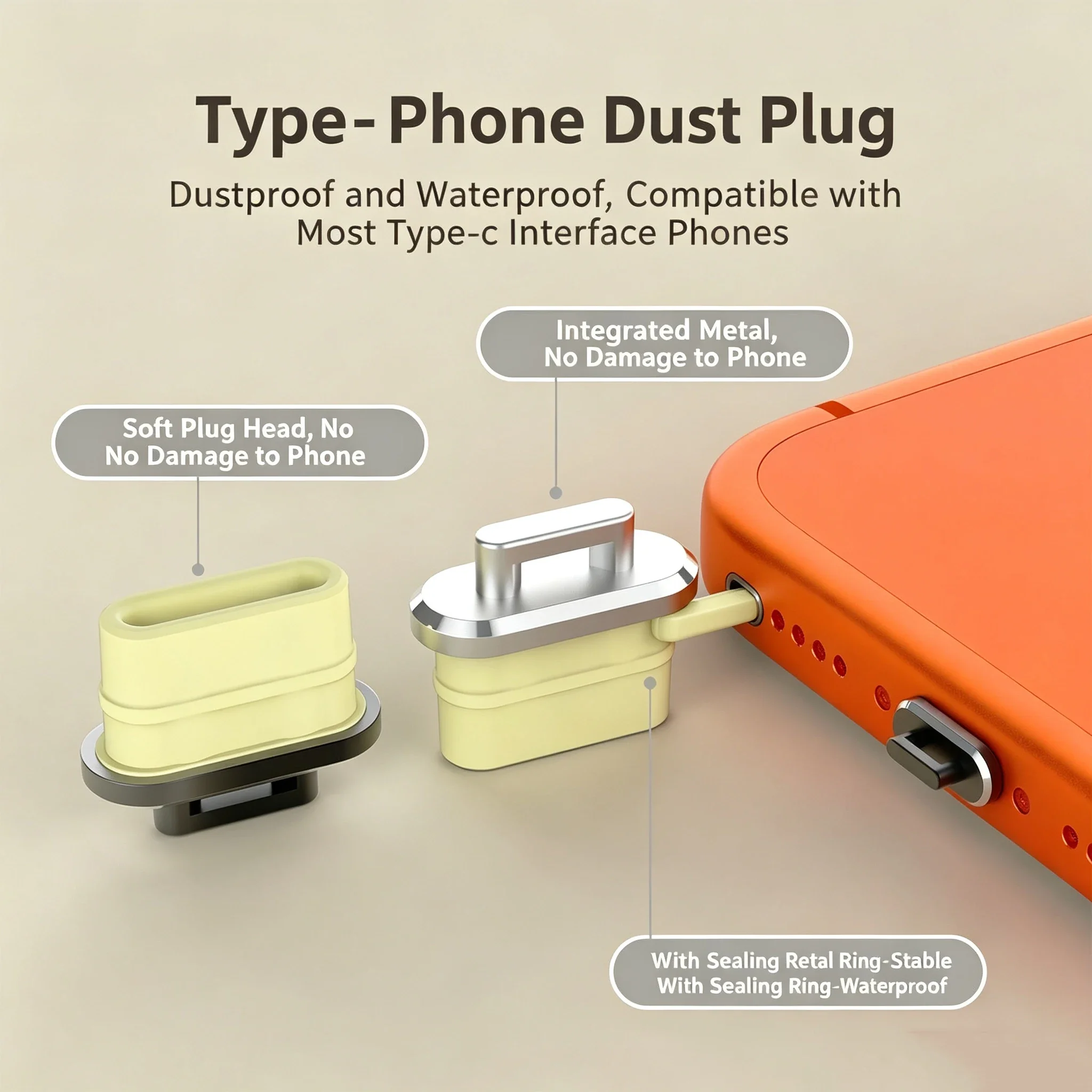 Metal Type C Dust Plugs Sturdy DIY USB-C Dustplugs Phone Charging Ports Protectors Caps for IPhone Samsung Xiaomi Xiaomi Google